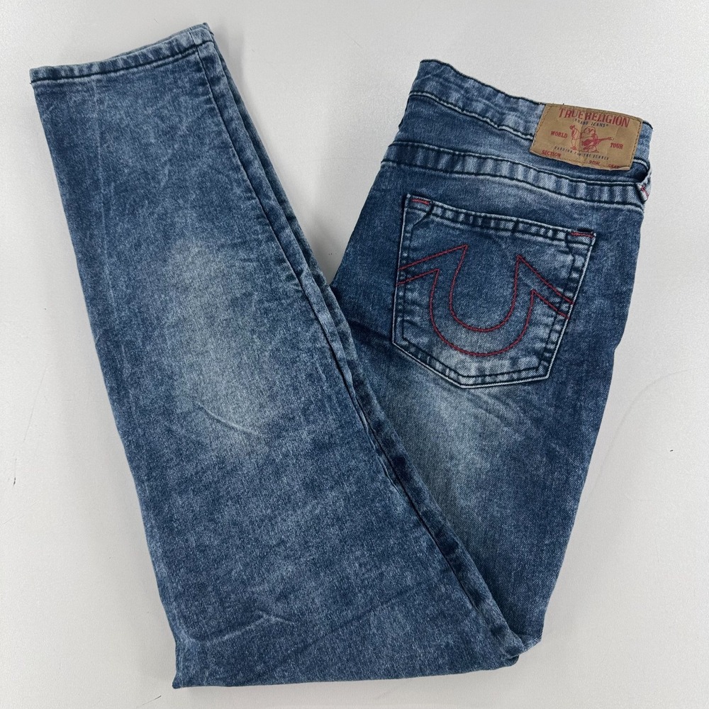 True Religion Geno Relaxed Slim Jeans YOUTH Blue‎ Medium Wash SIZE 14 Inseam 28